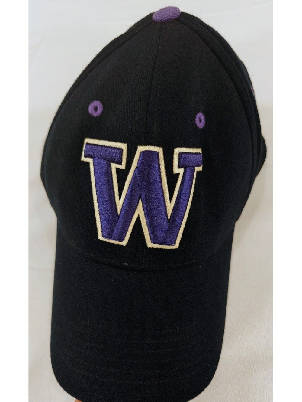 Black and Purple Washington Huskies Baseball Cap with Embroidered Logo